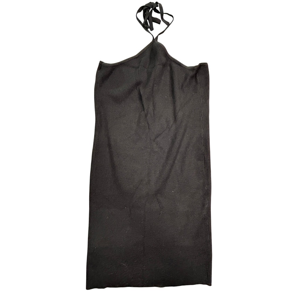 Tillys Full Tilt Halter Top Women's XXL Black Ribbed Knit Sleeveless Tie Neck